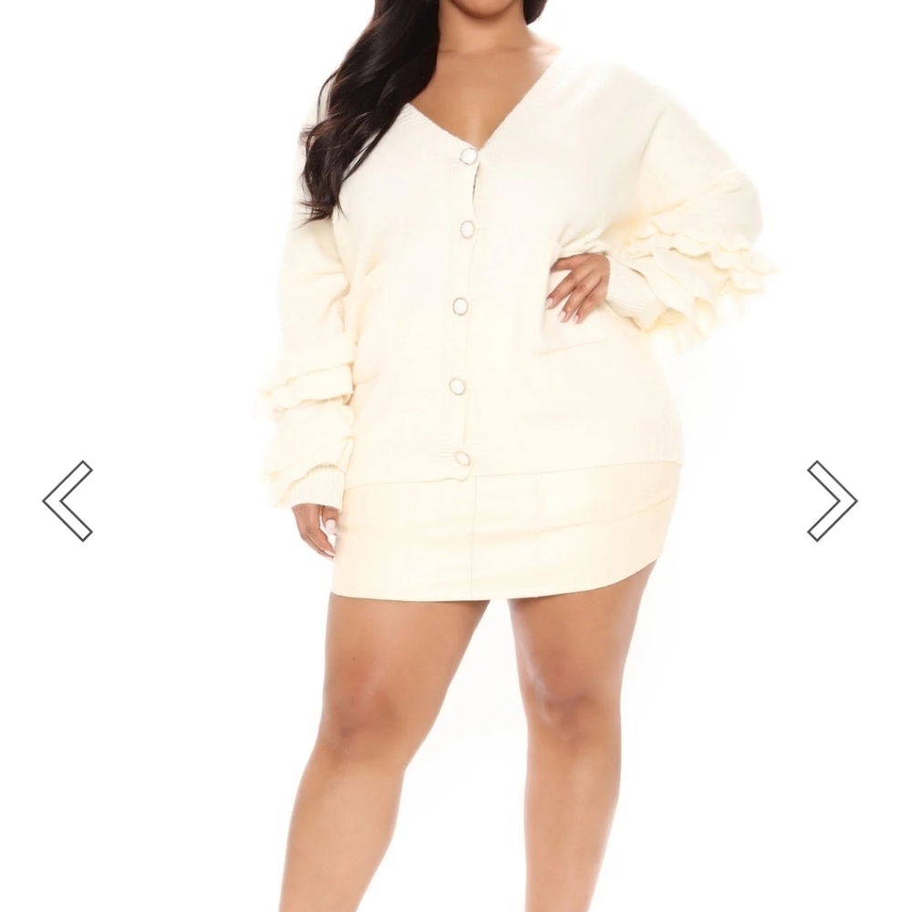 Fashion Nova Cream Knitted Cardigan Sweater - Picture 13 of 16